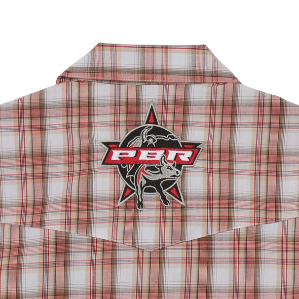 WRANGLER RED PLAID PBR LONG SLEEVE - MENS SHIRT  - 112344434