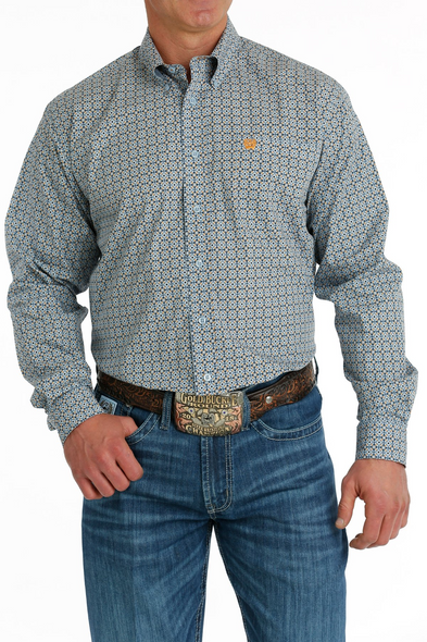 CINCH LIGHT BLUE GEOMETRIC PRINT - MENS SHIRT  - MTW1105690