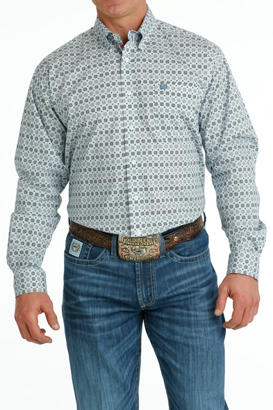 CINCH WHITE GEOMETRIC PRINT - MENS SHIRT  - MTW1105691