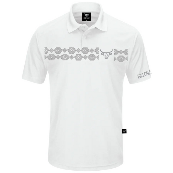 LOST CALF AZTEC WHITE - MENS POLO  - AZTEC WHITE