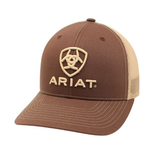 ARIAT SHIELD EMBROIDERED BROWN - HATS CAP  - A300003102