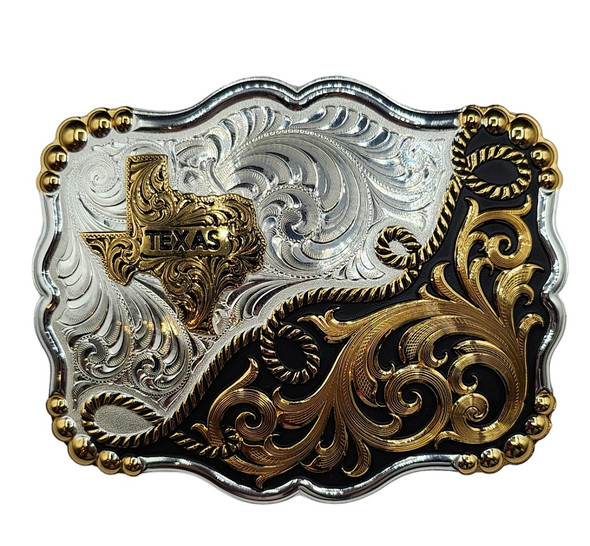 MONTANA SILVERSMITHS TWO TONE STATE OF TEXAS - ACC BUCKLE  - 35410YG-610TXM