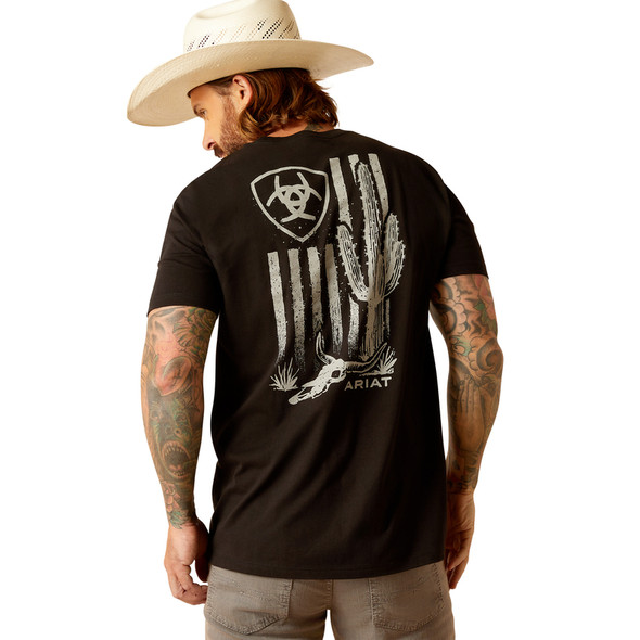 ARIAT CACTUS FLAG BLACK - MENS TEE  - 10051387