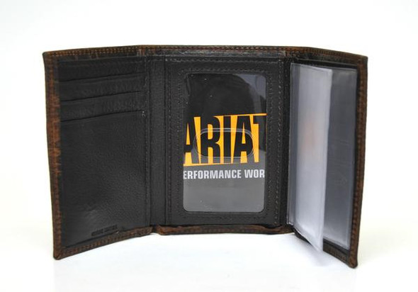 ARIAT DARK BROWN LEATHER TRIFOLD WAL - ACCESSORIES WALLET  - A35122283