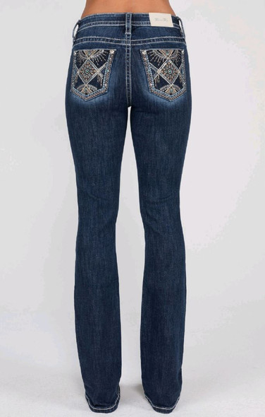 Miss Me Women's Floral Flap Pocket Bootcut Jeans