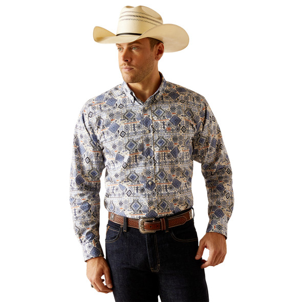 ARIAT DONALD BLUE PRINT - MENS SHIRT  - 10048432