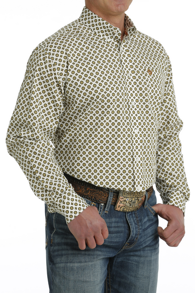 CINCH WHITE GEOMETRIC PRINT - MENS SHIRT  - MTW1105716