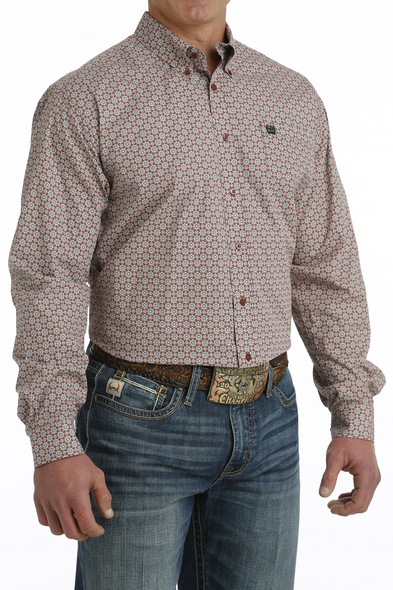 CINCH DUSTY BURGUNDY PRINT - MENS SHIRT  - MTW1105713