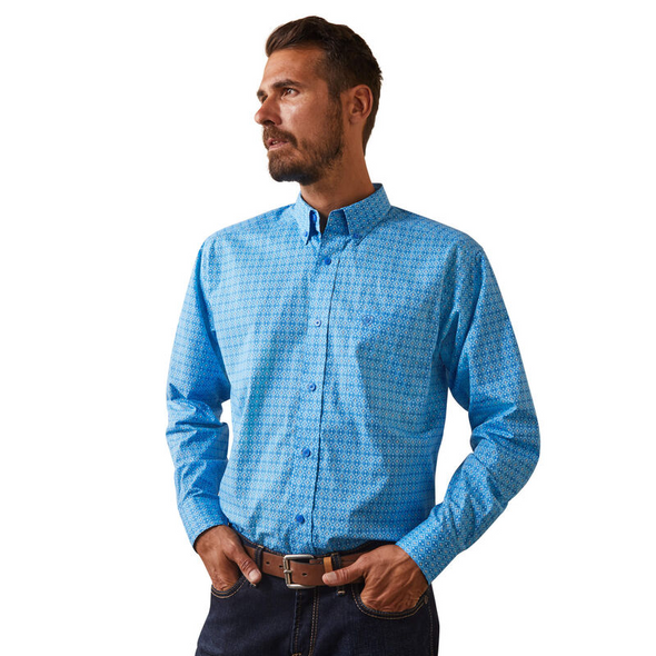 ARIAT LAKE FITTED BLUE GROTTO - MENS SHIRT  - 10043802
