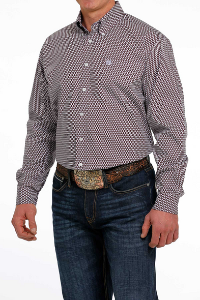 CINCH PURPLE GEOMETRIC PRINT - MENS SHIRT  - MTW1105482