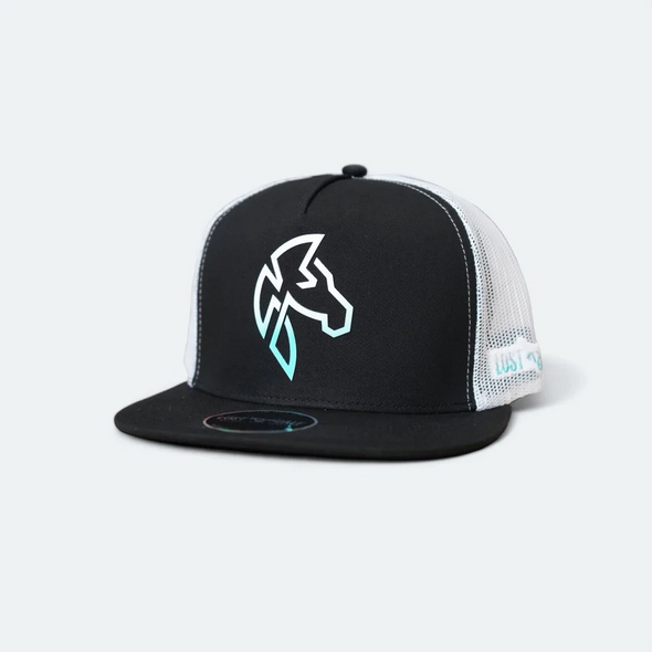 LOST CALF HORSE 3D LOGO BLACK WHITE - HATS CAP  - HORSE MORO FLAT