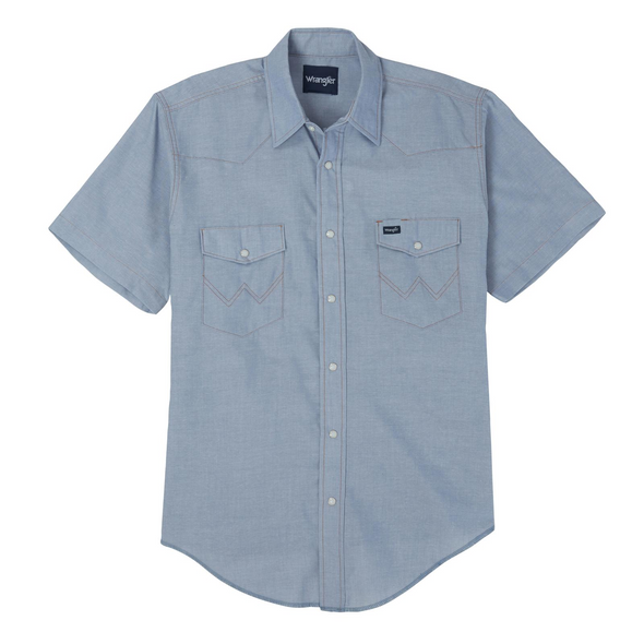 WRANGLER CHAMBRAY SHORT SLEEVE WORK - MENS SHIRT  - 1070131MW