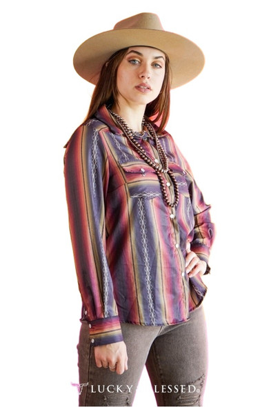 LUCKY & BLESSED TRIBAL SERAPE PEARL - LADIES SHIRT  - TO250-SER