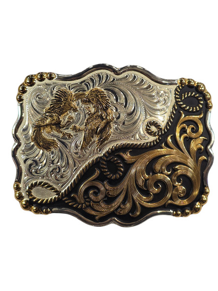 MONTANA SILVERSMITHS SMALL FIGHTING ROOSTERS - ACC BUCKLE  - 35410YG-659M