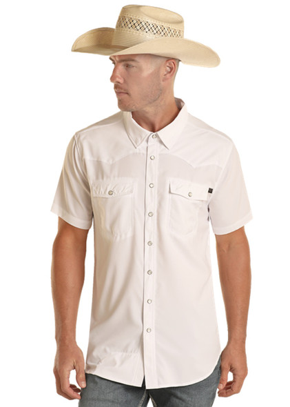 ROCK & ROLL TEK SOLID RIPSTOP WHITE - MENS SHIRT  - BMN3S02400-15