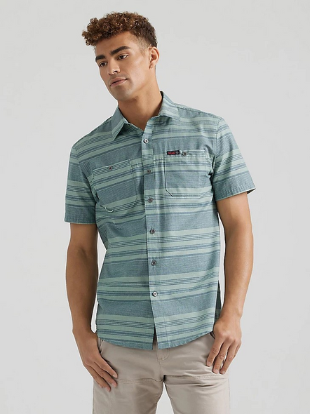 WRANGLER ATG X FADE BLUE PRINT - MENS SHIRT  - 112346453