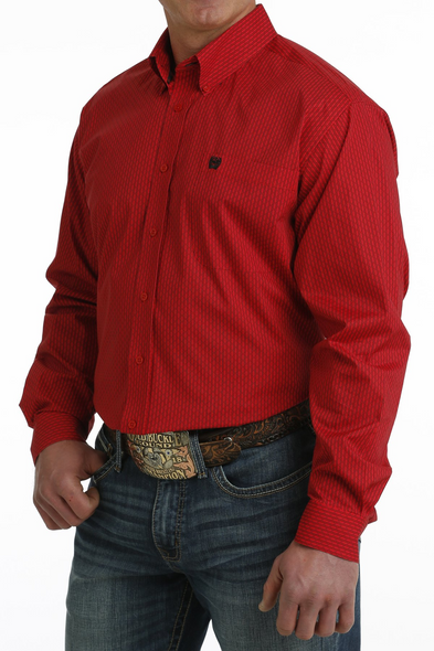 CINCH RED GEOMETRIC PRINT - MENS SHIRT  - MTW1105729