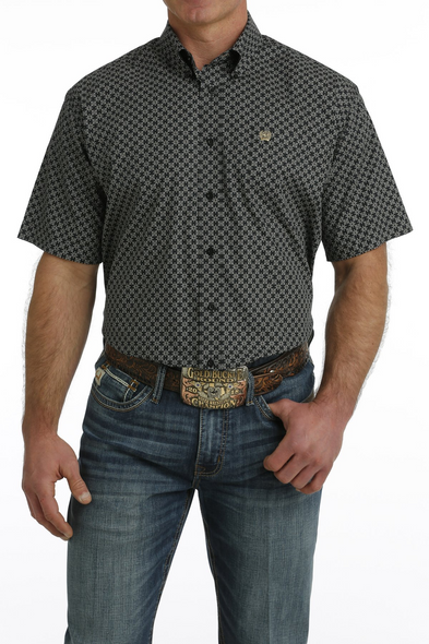 CINCH BLACK GEOMETRIC PRINT - MENS SHIRT  - MTW1111448