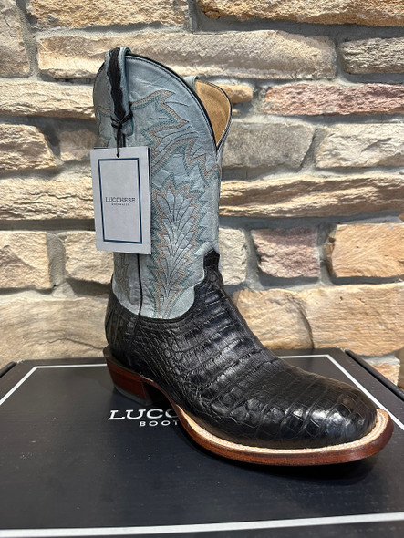 LUCCHESE BLACK CAIMAN BLUE GOAT - BOOT MENS WESTERN - M4498.WF