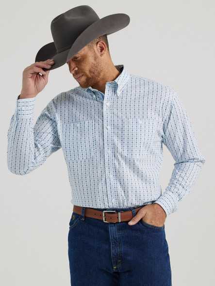 WRANGLER GEORGE STRAIT LIGHT BLUE PRINT - MENS SHIRT  - 112346531