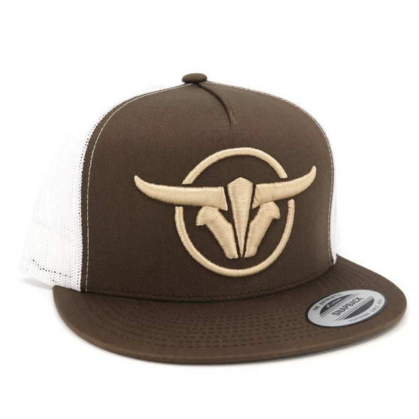 TORO BULL TB CIRCLE BROWN WHITE - HATS CAP  - TB CIRCLE BRN WHITE