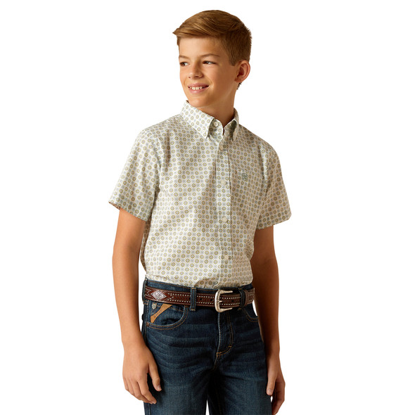 ARIAT EDUARDO CLASSIC GREEN PRINT - KIDS BOYS SHIRT - 10051407