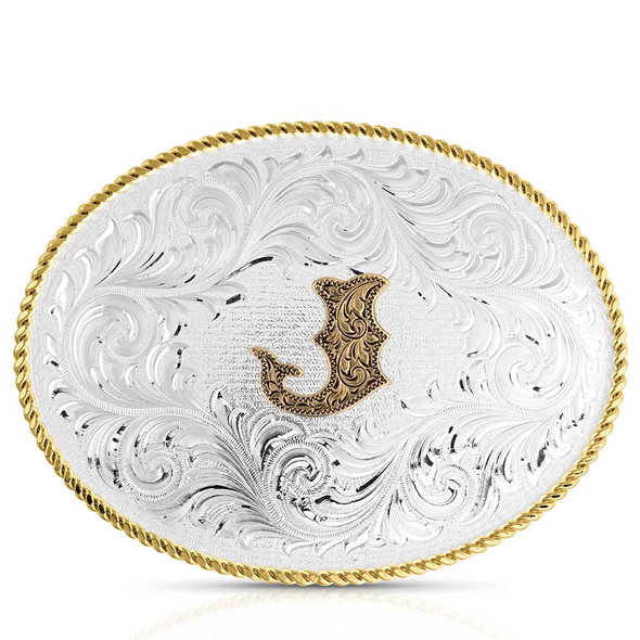 MONTANA SILVERSMITHS TWO TONE INITIAL BUCKLE - J - ACC BUCKLE  - 1255J