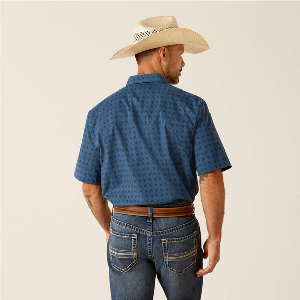 ARIAT 360 AIRFLOW ENSIGN BLUE PRINT - MENS SHIRT  - 10051358