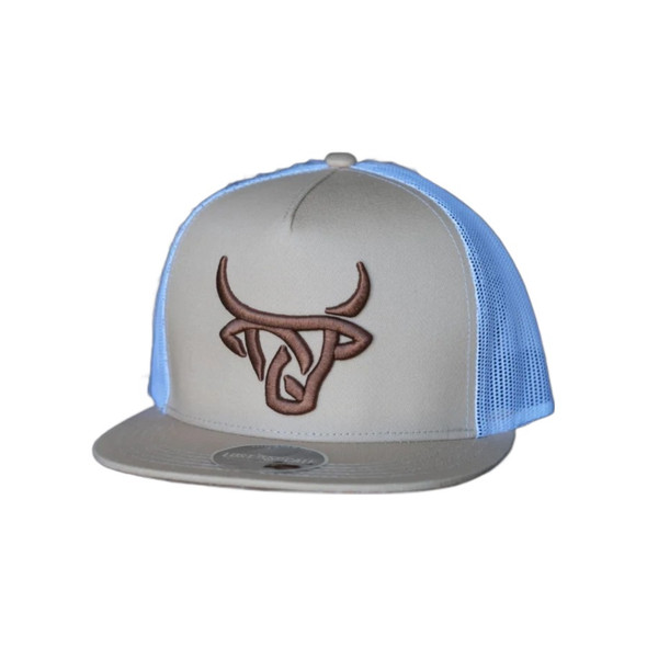 LOST CALF TAN WHITE  3D STITCH LOGO - HATS CAP  - BRAHAM FLAT