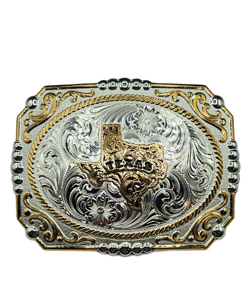 MONTANA SILVERSMITHS STATE OF TEXAS COWBOY CAMEO - ACC BUCKLE  - 25815-610TX