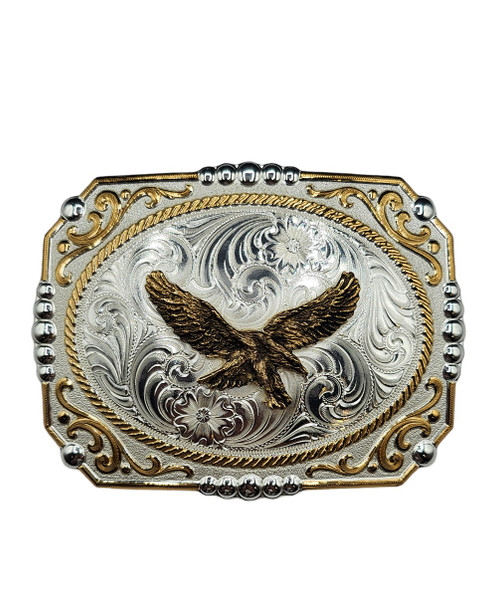 MONTANA SILVERSMITHS EAGLE SQUARE COWBOY CAMEO - ACC BUCKLE  - 25815-696