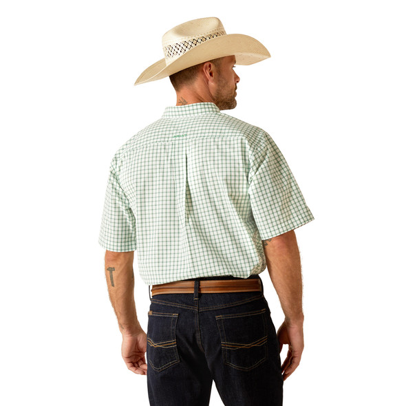 ARIAT PRO SERIES DAMIAN WHITE/GREEN - MENS SHIRT  - 10051283