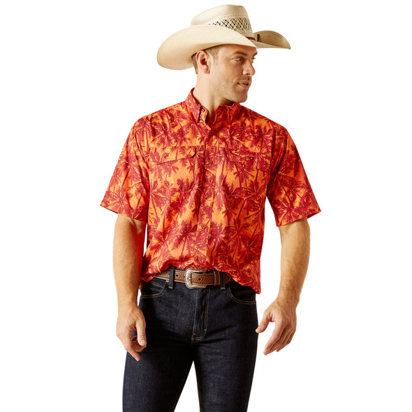 ARIAT VENTTEK OUTBOUND RED PALMS - MENS SHIRT  - 10051318