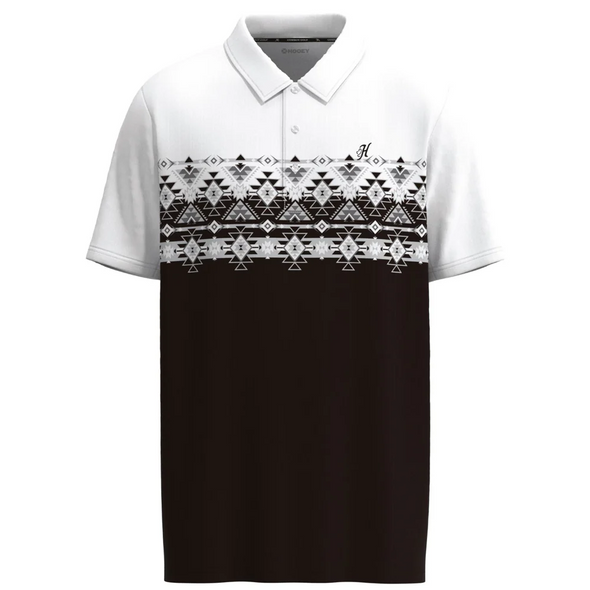 HOOEY THE WEEKENDER BLACK AZTEC - MENS POLO  - HP024BKWH