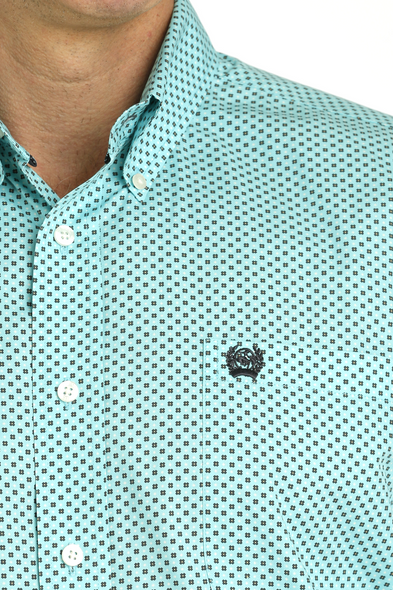 CINCH BLUE GEOMETRIC PLAIN WEAVE - MENS SHIRT  - MTW1105753