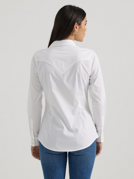 WRANGLER RETRO LONG SLEEVE WHITE - LADIES SHIRT  - 112358013