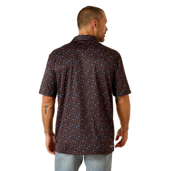 ARIAT ALL OVER PRINT BLACK CORE - MENS POLO  - 10051316