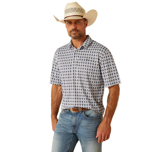 ARIAT ALL OVER PRINT WHITE CORE - MENS POLO  - 10051314