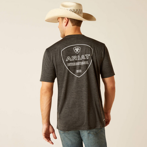 ARIAT CHARGER CRESTLINE CHARCOAL - MENS TEE  - 10051356