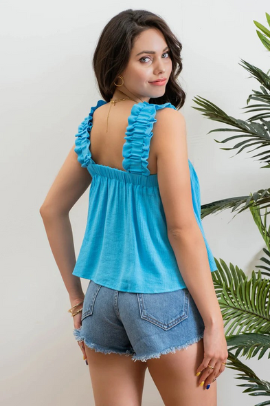 BLU PEPPER AQUA RUFFLE SLEEVELESS - LADIES SHIRT  - EM6739