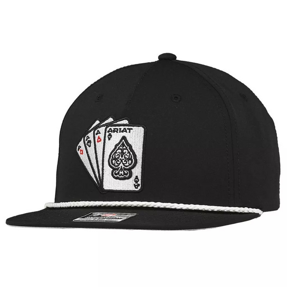 ARIAT EMBROIDERED BLACK PLAYING CARD - HATS CAP  - A300086901