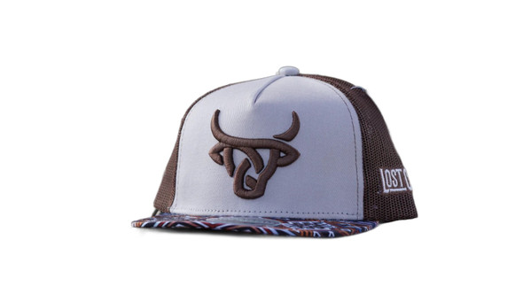 LOST CALF YOUTH BROWN AZTEC 3D LOGO - HATS CAP  - DAKOTA KID