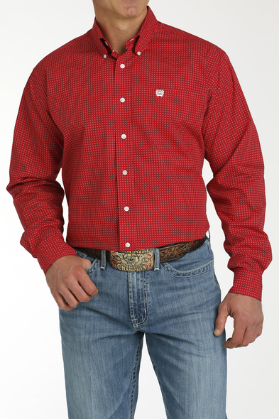 CINCH RED GEOMETRIC PRINT - MENS SHIRT  - MTW1105769