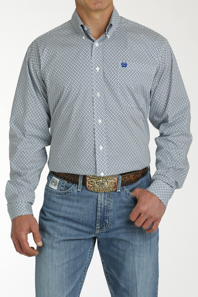 CINCH WHITE LONG SLEEVE PRINT - MENS SHIRT  - MTW1105763
