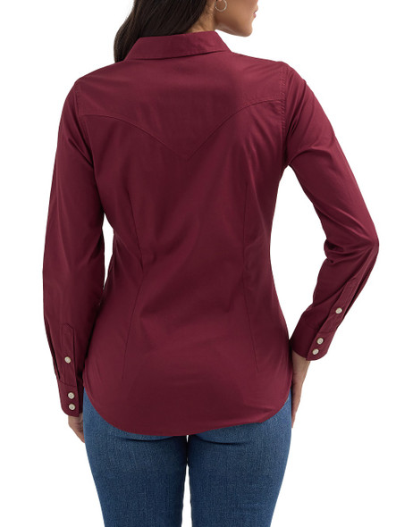 WRANGLER RETRO LONG SLEEVE WINE - LADIES SHIRT  - 112358014