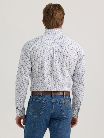 WRANGLER GEORGE STRAIT BLUE WHITE PRINT - MENS SHIRT  - 112352728