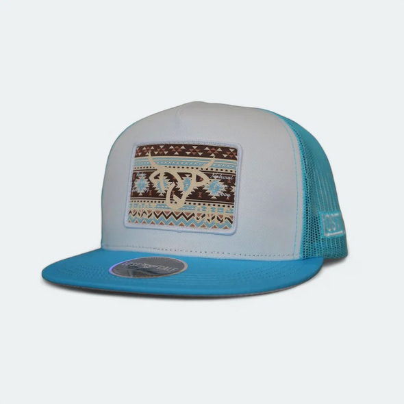 LOST CALF LOGO PATCH BABY BLUE WHITE - HATS CAP  - ACE FLAT