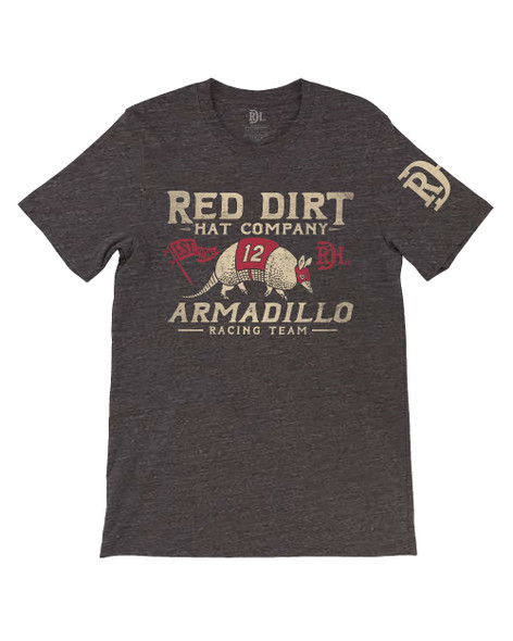 RED DIRT DILLO RACING FLAG TEE BLACK - MENS TEE  - RDHC-T-108