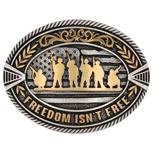 ATTITUDE BY MONTANA SILVERSMITHS FREEDOM ISNT FREE GOLD TONE - ACC BUCKLE  - A1012P