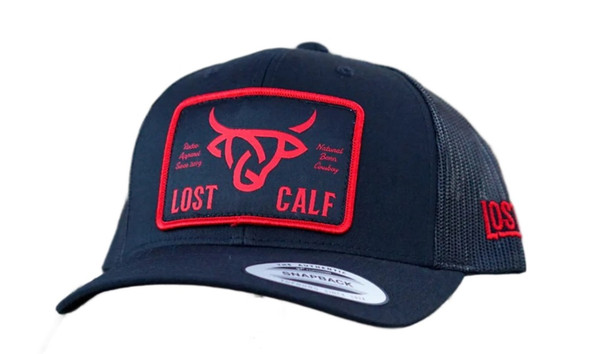 LOST CALF PATCH BLACK RED OUTLINE - HATS CAP  - PLATE RED/BLK CURVE